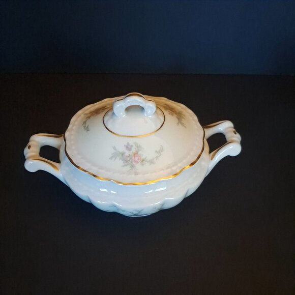 Arcadian Porcelain Fine China Old Rose Sugar Bowl Lidded Floral - Picture 7 of 15